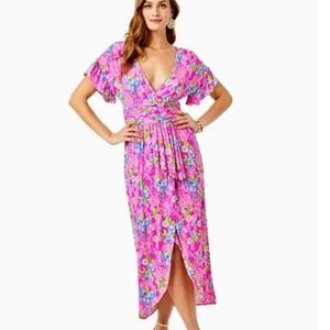 Lily Pulitzer - Pink Floral Anchorage Maxi Dress Moms The Word - Size XS